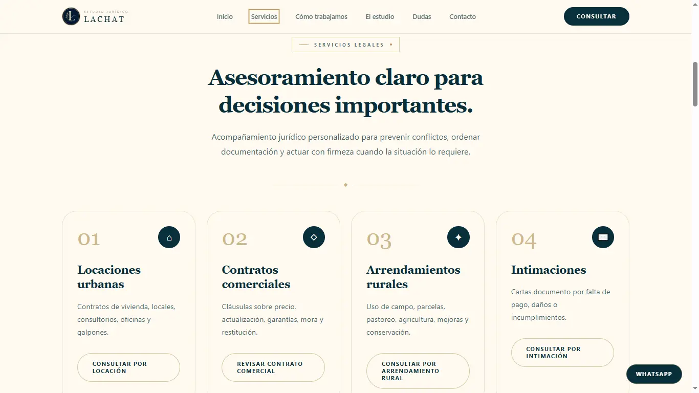 Estudio Jurídico Lachat legal services page