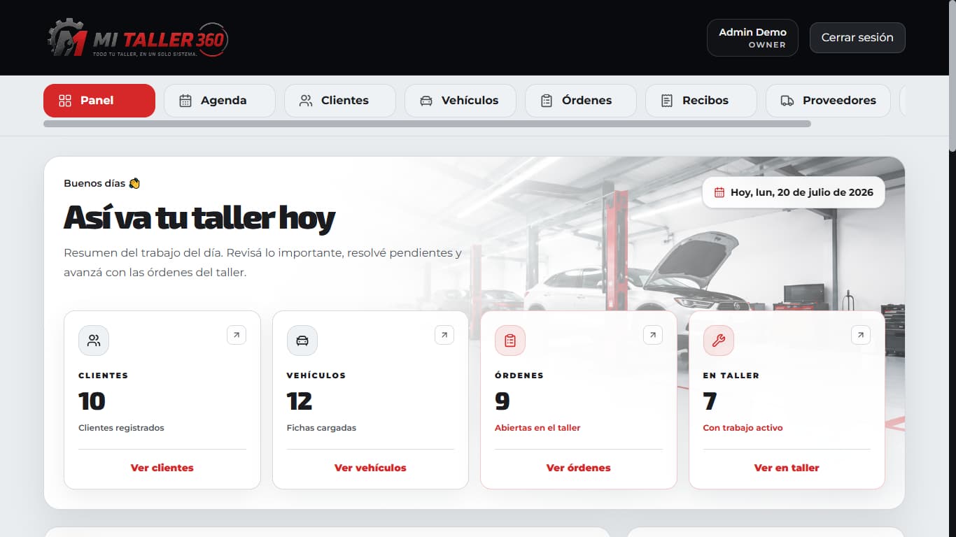 MiTaller360 workshop operations dashboard