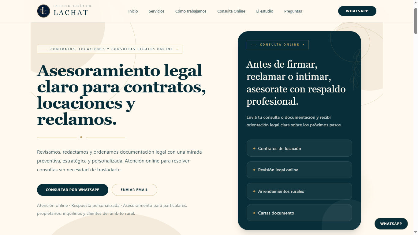 Screenshot of the Estudio Jurídico Lachat website